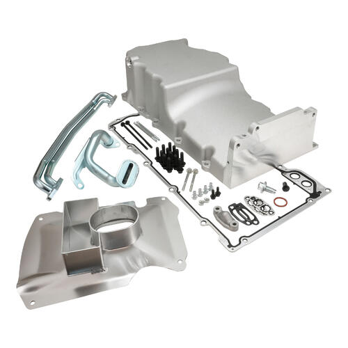 RTS Cast Aluminium Oil Pan, Front Sump, Suit Holden Commodore VT-VZ with LS1/LS2/LS3, VZ Style, Includes Hardware, Kit