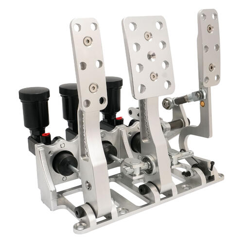 RTS Racing Hydraulic Pedals Box, Lightweight Aluminium, Floor Mount, Brake, Clutch, Accelerator Pedal with .750" Bore Master Cylinders, Raw, Kit