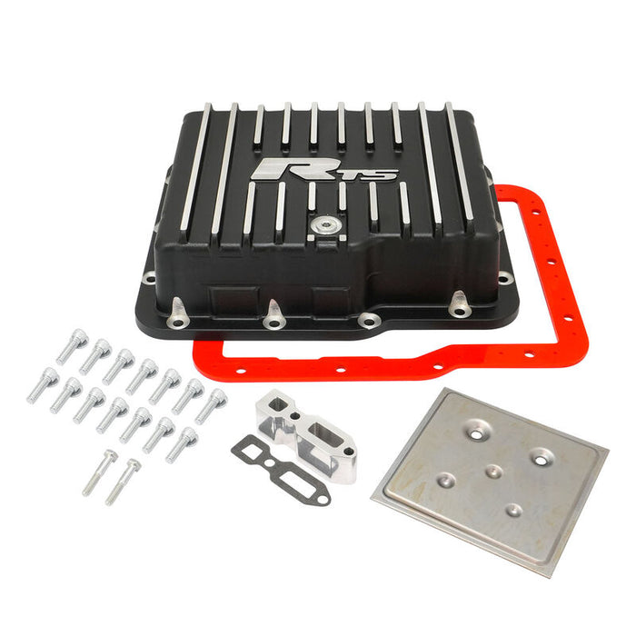 RTS Transmission Pan, Deep, Aluminium, For GM Powerglide, Finned, Black Powdercoat, Kit