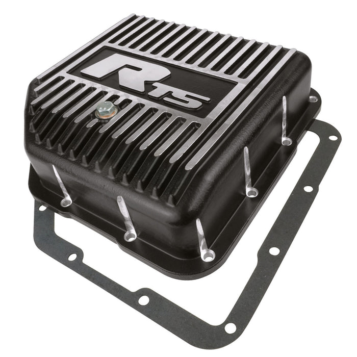 RTS Transmission Pan, Deep, Aluminium, GM TH350, Finned Black Powdercoat, Kit