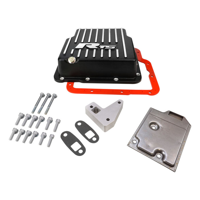 RTS Transmission Pan, Deep, Aluminium, GM Trimatic Holden, Commodore, Finned, Black Powdercoat, Kit