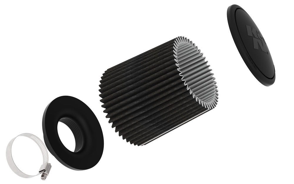 RU-3108HBK K&N Universal Clamp-On Air Filter - 3"FLG, 6"B, 5-1/4"T, 6-1/4"H