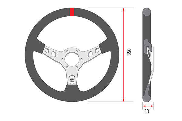 350mm Suede Steering Wheel Flat With Black Stitching