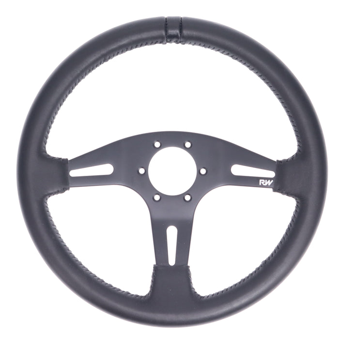 350mm Leather Steering Wheel Flat With Black Stitching