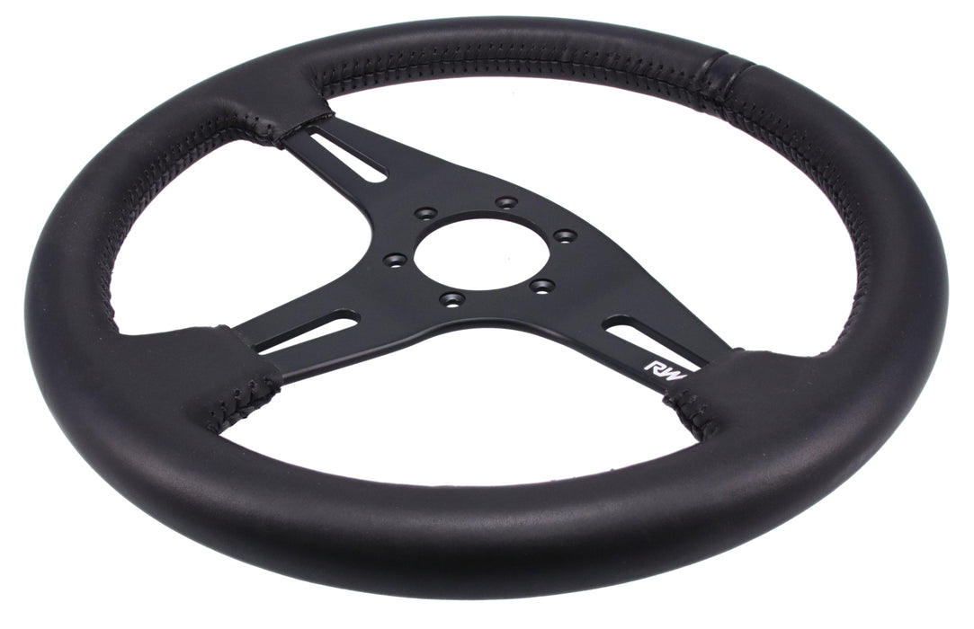 350mm Leather Steering Wheel Flat With Black Stitching