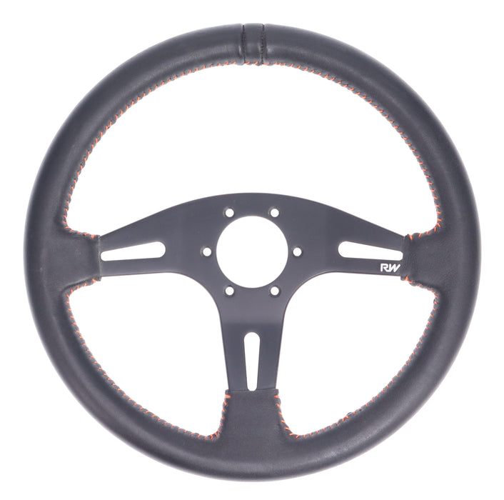 350mm Leather Steering Wheel Flat With Orange Stitching
