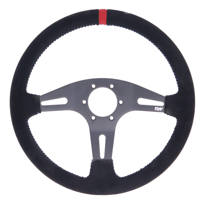 350mm Suede Steering Wheel Flat With Blue Stitching