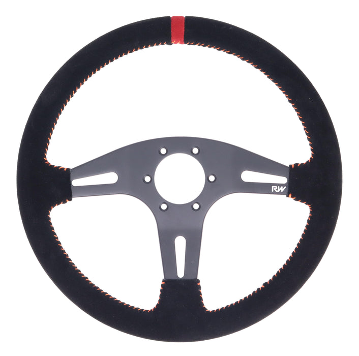 350mm Suede Steering Wheel Flat With Orange Stitching