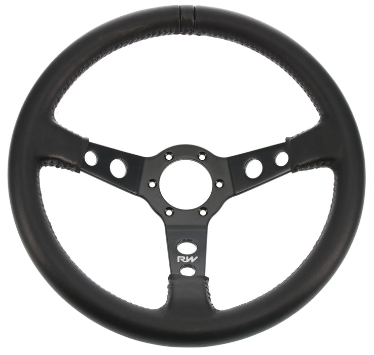 350mm Leather Steering Wheel Dished With Grey Stitching