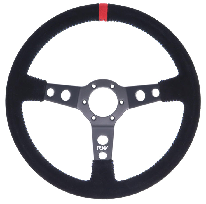 350mm Suede Steering Wheel Dished With Blue Stitching