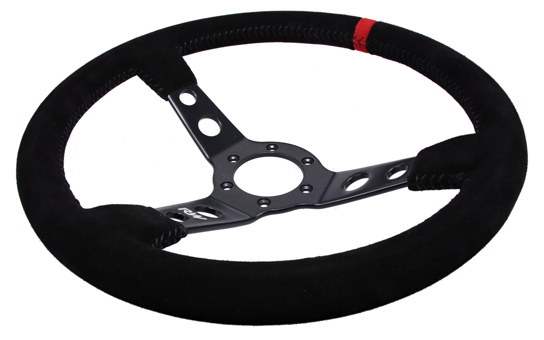 350mm Suede Steering Wheel Dished With Black Stitching