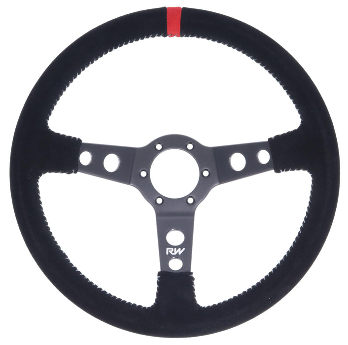 350mm Suede Steering Wheel Dished With Grey Stitching