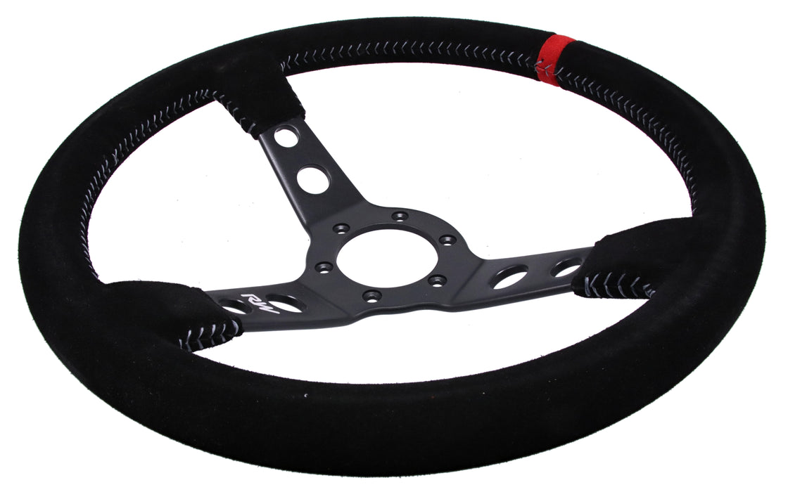 350mm Suede Steering Wheel Dished With Grey Stitching