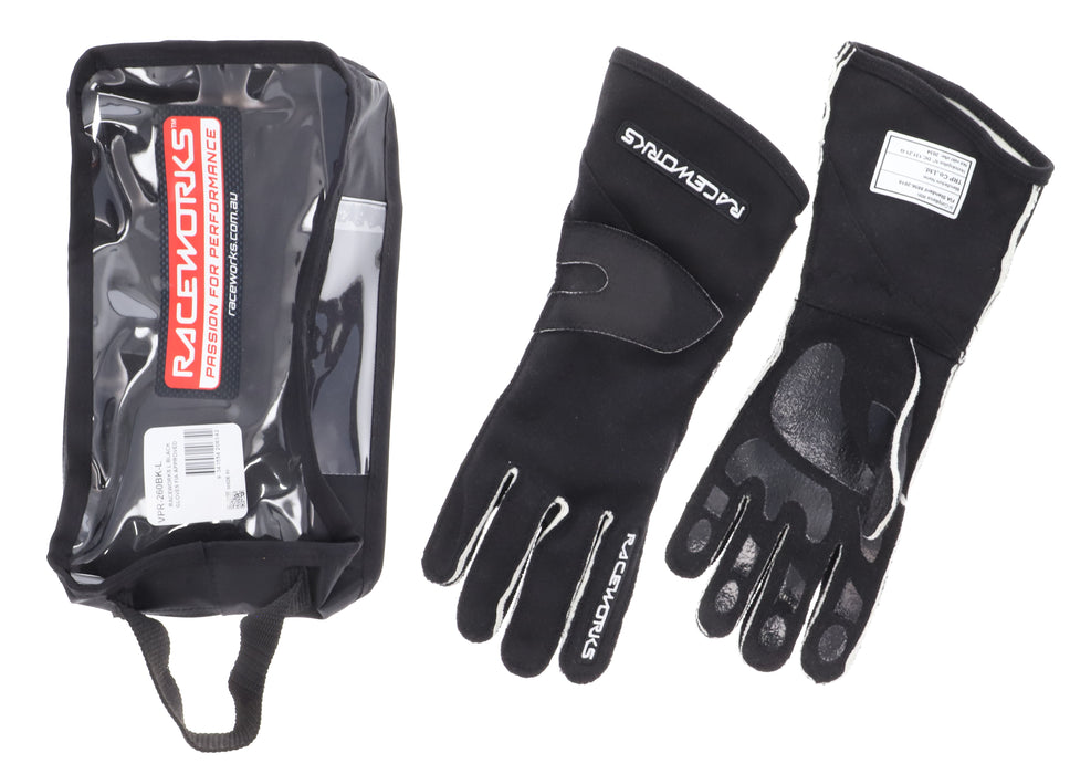 RACEWORKS BLACK GLOVES FIA APPROVED