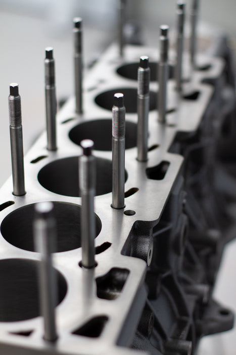 metal head studs in engine block