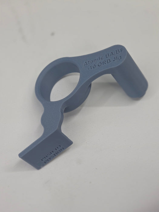 close up of 3d printed fitting jig with white background