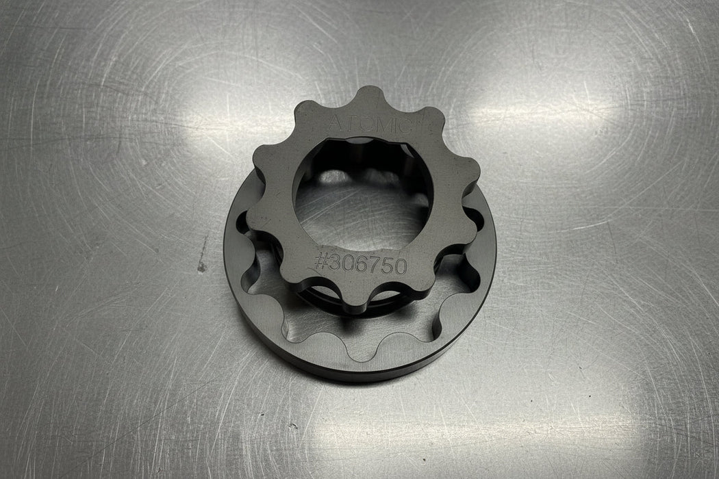 steel oil pump gears with a steel background