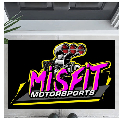 Misfit Motorsports Logo Door Mat – Black Background