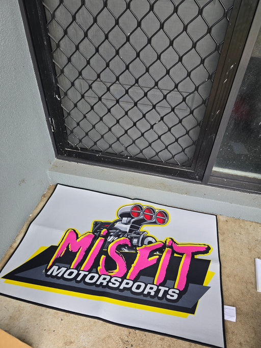 Misfit Motorsports Logo Door Mat – White Background