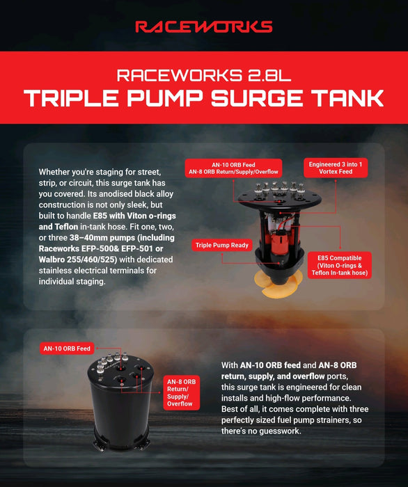 2.8L Triple Pump Surge Tank 39mm/40mm Intank Pumps