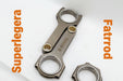 engine connecting rods in various sizes on a white background with orange text