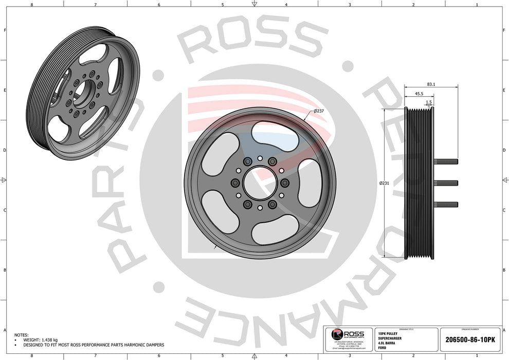 Ross Ford 4.0L Barra Supercharger Pulley