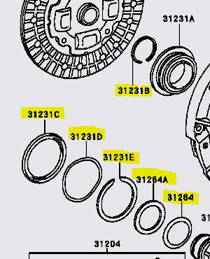 Genuine Toyota R154 Pressure Plate Washers & Circlips