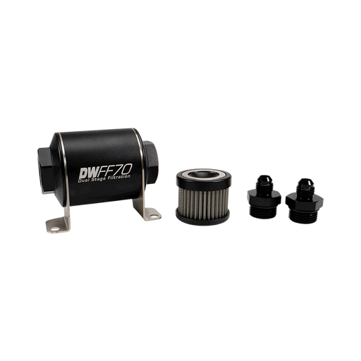 DW, -6AN, 10 micron, 70mm In-line fuel filter kit