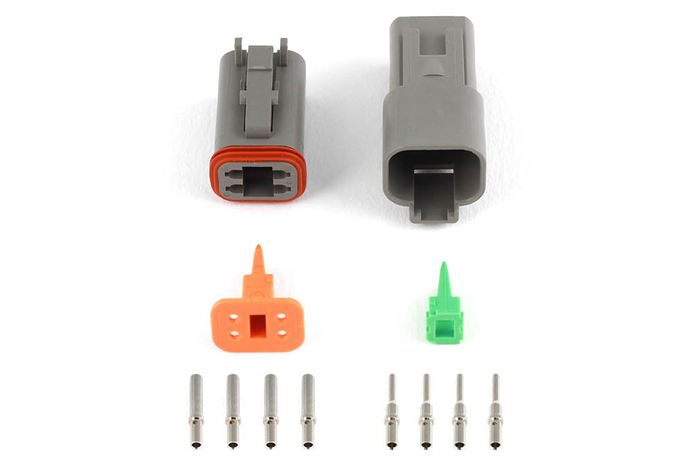 Haltech - Plug and Pins Only - Matching Set of Deutsch DT-4 Connectors (DT06-4S + DT04-4P) - (13 Amp) HT-031114