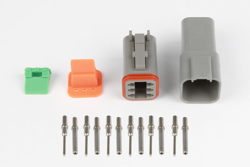 Haltech - Plug and Pins Only - Matching Set of Deutsch DT-6 Connectors (DT06-6S + DT04-6P) - (13 Amp) HT-031115