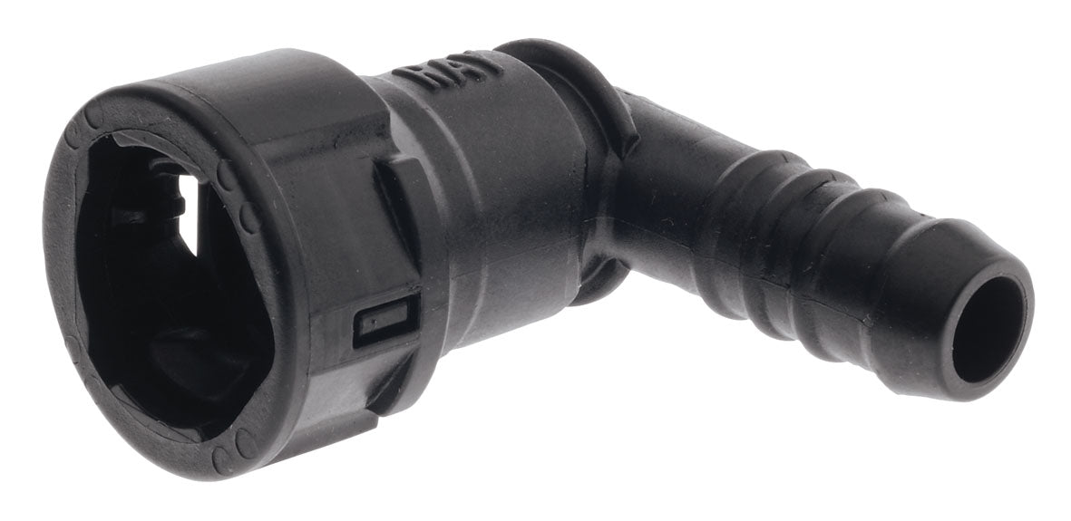 Gm Female Efi 90Deg Adaptor 5/16 Tube To 5/16 Barb Plastic