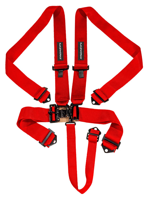 Red 5Point Latch & Link Harness, Sfi Approved, 3In Belts, Bmh & Bie