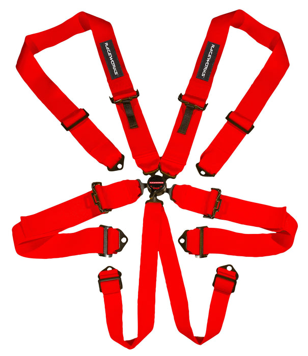 Red 6Point Cam Lock Harness, Sfi Approved, 3In Belts, Bmh & Bie