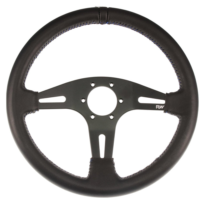 350Mm Leather Steering Wheel Flat With Blue Stitching