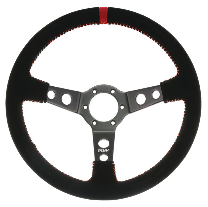 350mm Suede Steering Wheel Dished With Orange Stitching